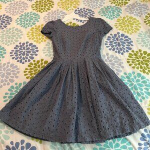Jack Wills Dusty Blue Eyelet Dress (w/ pockets!)